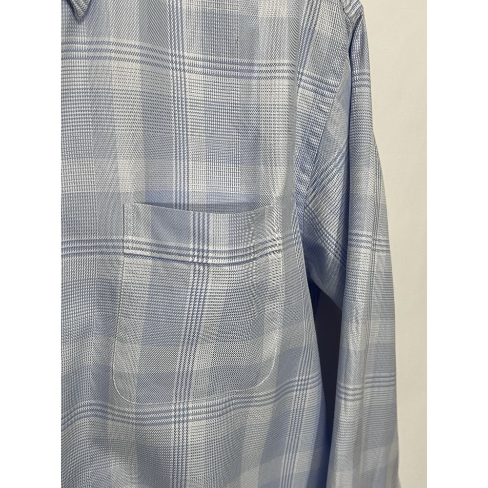 Tommy Bahama Men Size 17 34-35 Plaid Long Sleeve Button Shirt Baby Blue - Picture 6 of 7